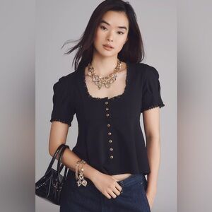 Anthropologie Maeve Puff-Sleeve Babydoll Top medium
